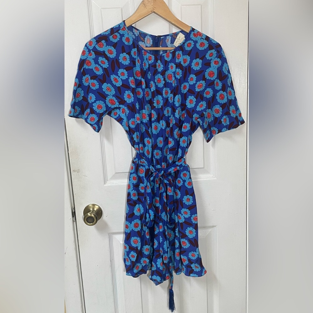 Kate Spade Romper Size Small Tangier Floral Blue Red Colorful Spring Designer - Picture 2 of 9